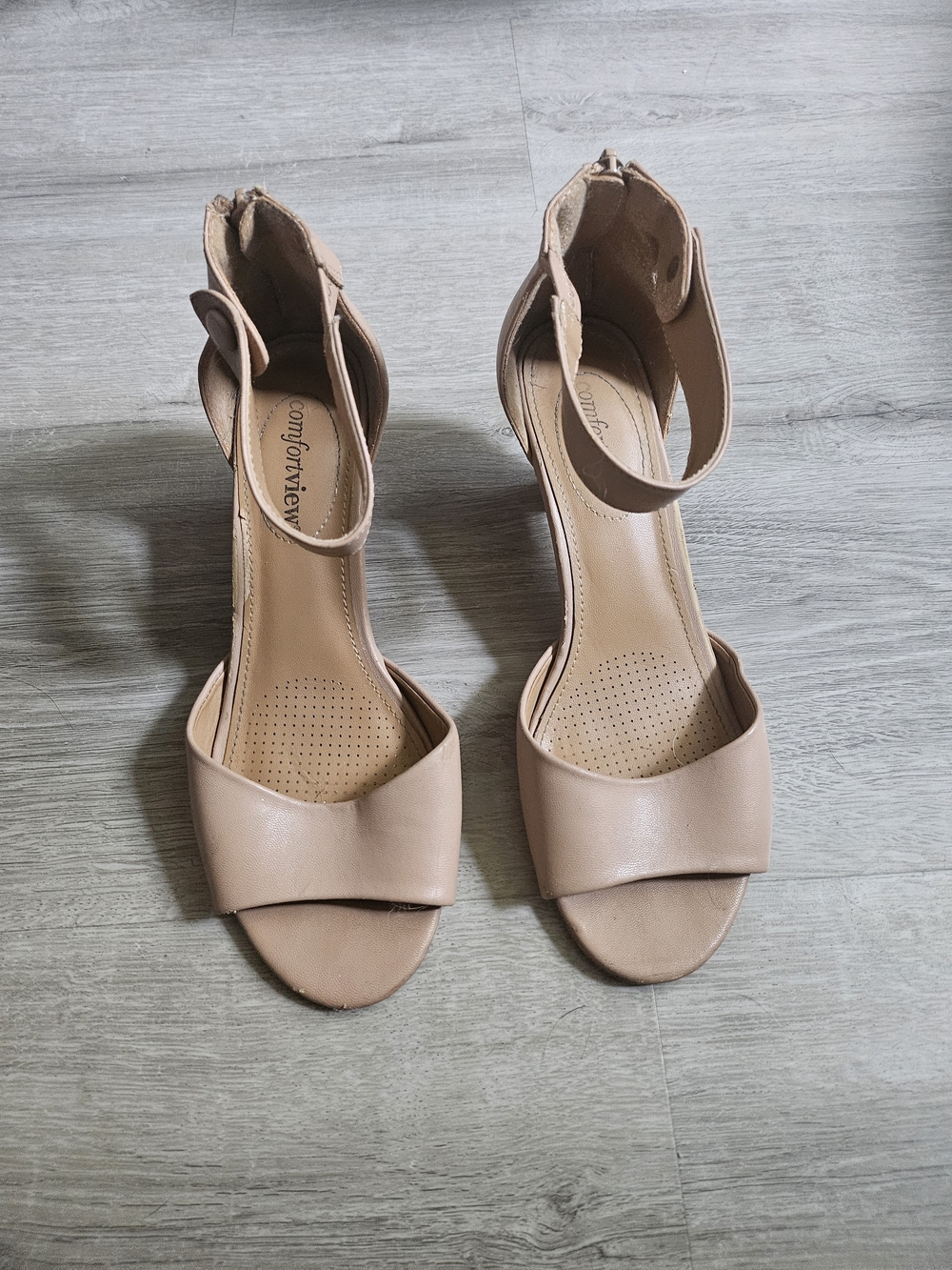 Comfortview Women's Nude Ankle-Strap Sandals